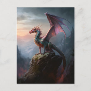 Postal Dragão Em Um Cartão De Arte De Fantasia