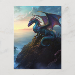 Postal Dragão Em Um Cartão De Arte De Fantasia