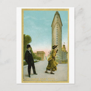 Postal Edifício Flat Iron, Cartão de Humor Vintage de Nov