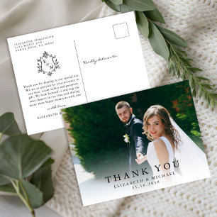Postal Elegante cartão de agradecimento de casamento com