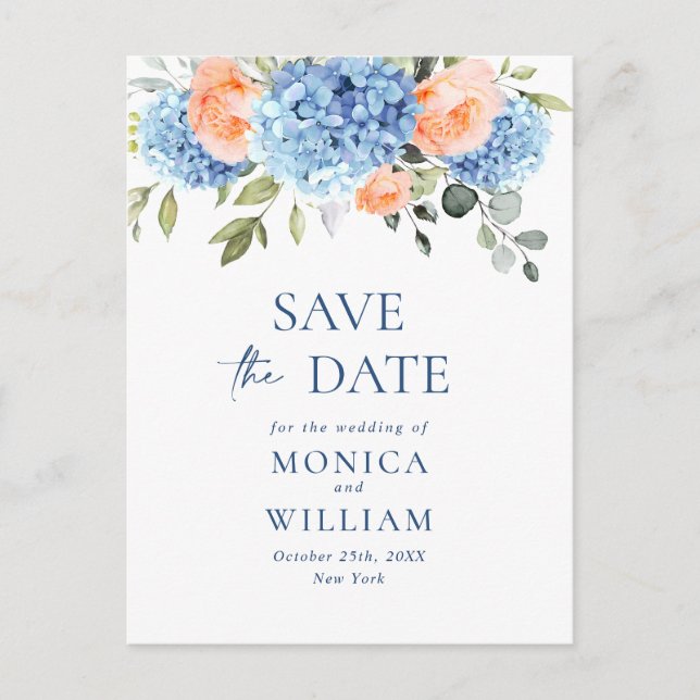 Postal Elegante cartão de Save the Date de casamento com  (Frente)