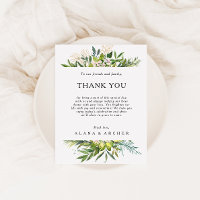 Elegante Olive Greenery Obrigado Cartão de Recepçã