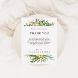 Postal Elegante Olive Greenery Obrigado Cartão de Recepçã