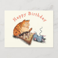 Engraçado Cartão de Aniversário Gato e Rato Jogand