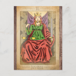 Postal Escalas de cartão tarot da arcana-maior da justiça