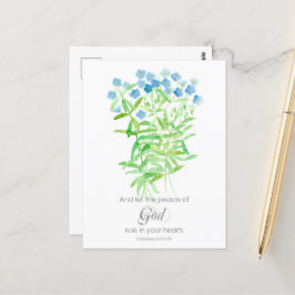 Postal Escritura Colossianos Oração Cartão Azul Flores Se