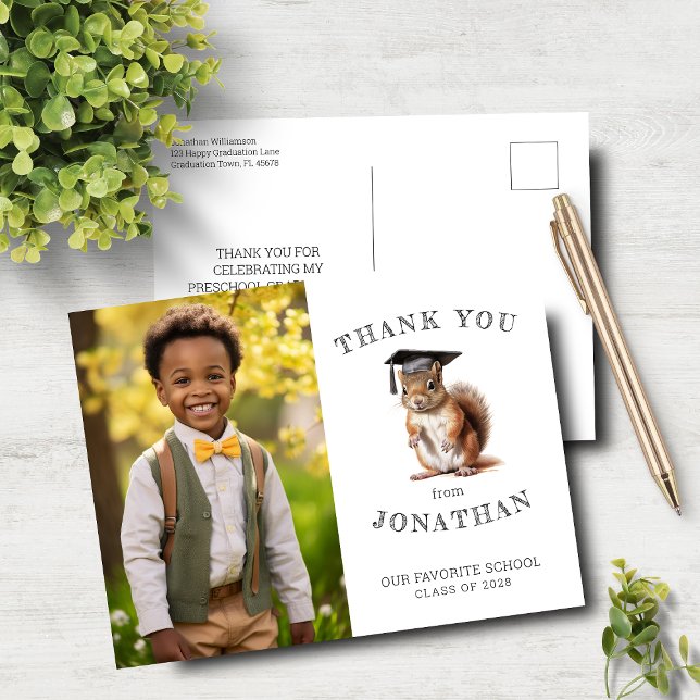 Postal Esquilo Bonito Pré-Escolar Obrigado Cartão de Post (Criador carregado)