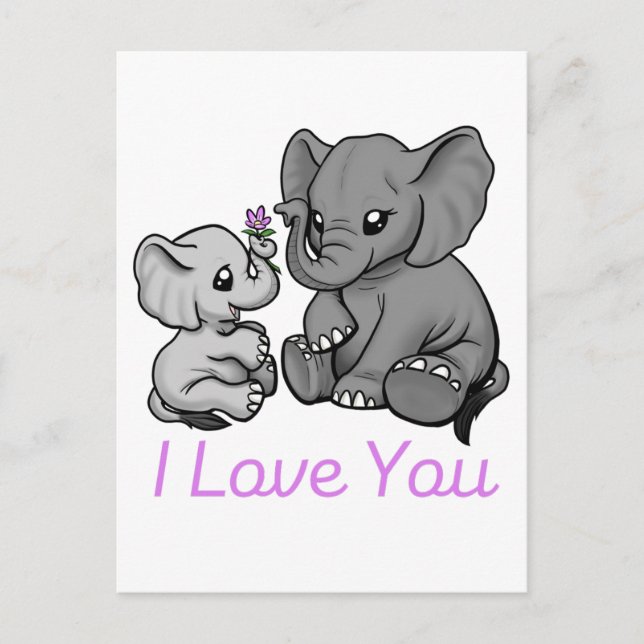 Postal Eu te amo... cartão de elefante (Frente)