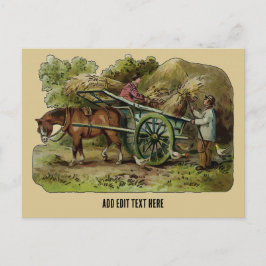 Postal Fazenda Antiga Vintage, Edite Cartão de Texto