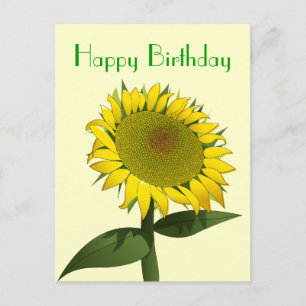 Postal Feliz Aniversário - Cartão de Posta Floral Amarelo