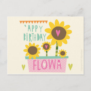 Postal Feliz Aniversário Flor - Cartão Manchester
