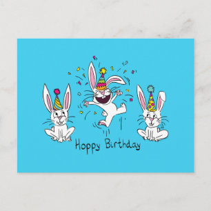 Postal Feliz Aniversário Saltitante Coelho Coelhos Cartão