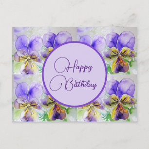 Postal Feliz Aniversário Viola floral senhoras Cartão Pos