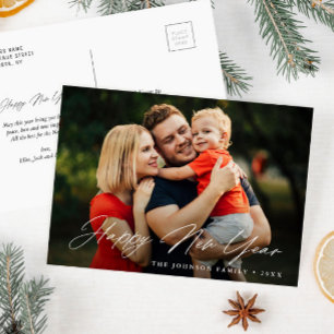 Postal FELIZ ANO NOVO   cartão de saudação de script na m