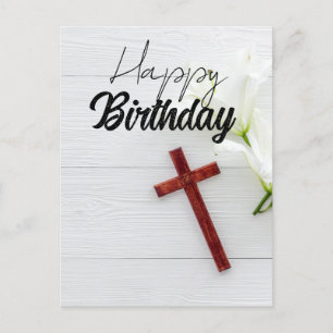 Postal Feliz Cartão de Aniversário com Versículo da Bíbli