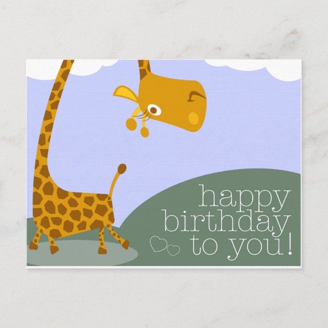 Postal Feliz Cartão de Aniversário da Giraffe (Frente)