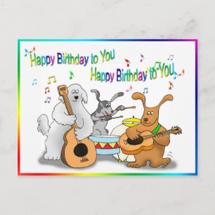 Postal Feliz Cartão de Aniversário Engraçado com cães