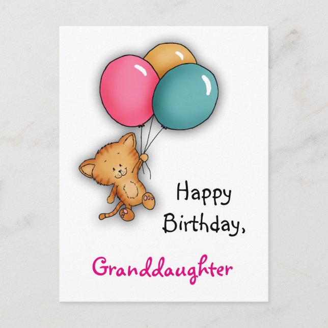 Postal Feliz Cartão de Aniversário para a neta (Frente)