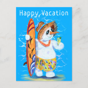 Postal Feliz Cartão de Férias Engraçado Surfer de Neve