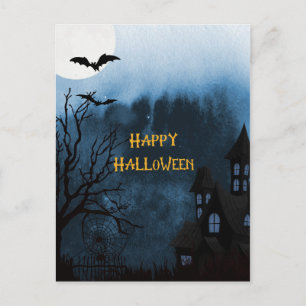 Postal Feliz Castelo de Halloween Assombrado e Cartão Po