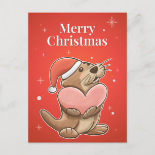 Postal Feliz Natal Cartão de Lontra