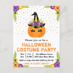 Postal Festa de Fantasia de Abóbora de Halloween Cartão P