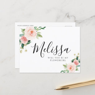 Postal floral cor-de-rosa azul você será um cartão florér