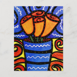 Postal Flores abstratas no cartão colorido da arte do