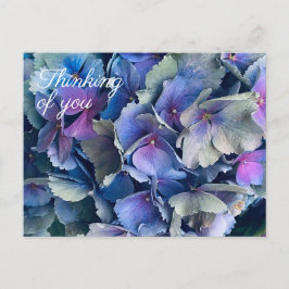 Postal Flores Azuis de Hortênsia Pensando em Você Cartão