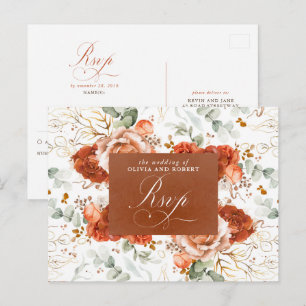Postal Flores de Terracota Cartão de Resposta de Casament