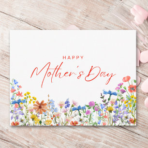 Postal Flores em aquarela cartão do dia das mães