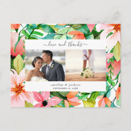 Postal Flores Tropicais Foto Obrigado Cartão de Posto