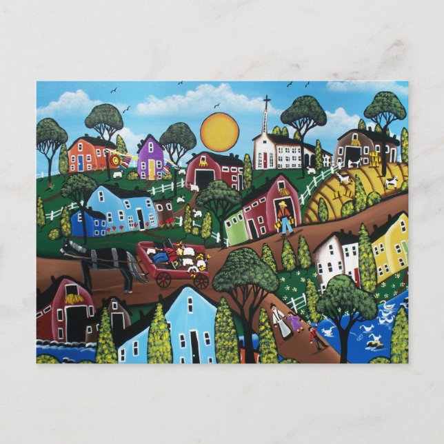 Postal Folk ART Country Living by LORI EVERETT cartão pos (Frente)