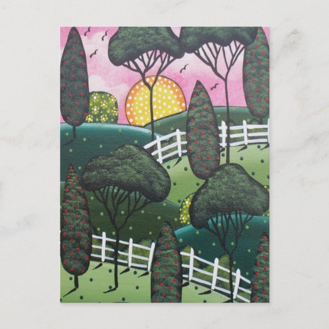 Postal Folk ART Joy The View BY LORI EVERETT cartão posta (Frente)