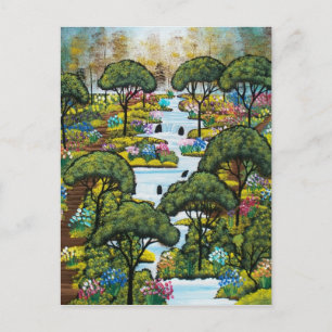 Postal FOLK ART manhã cedo por LORI EVERETT cartão post