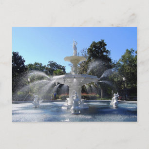 Postal Fonte do Forsyth Park, Savannah, Geórgia, Cartão P