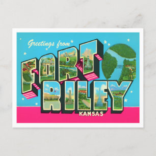Postal Fort Riley, Kansas Vintage Big Letters Cartão post