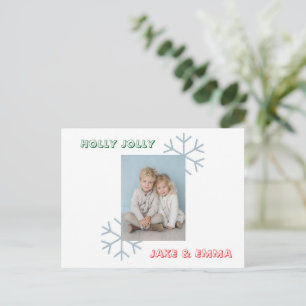 Postal Foto da Família Holly Jolly Cartão de Natal