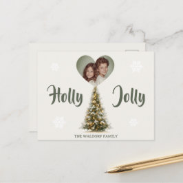Postal Foto de Família Holly Jolly | Cartão de Natal Pers