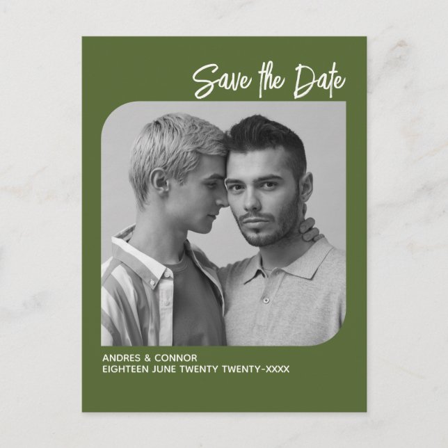 Postal Foto refinada Salva o Cartão Verde de Data (Frente)