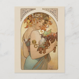 Postal Fruta Alphonse Mucha CC0405 Art Nouveau Cartão pos