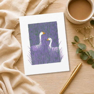 Postal Ganso Elegante em um Jardim de Lavanda Cartão Post