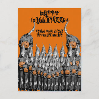 POSTAL GAROTAS DE CARTÃO DE HALLOWEEN CORO DE BRUXA FOTO