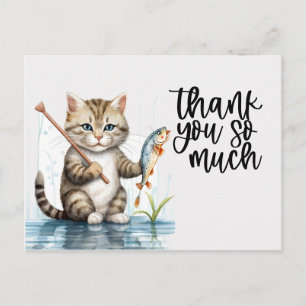 Postal Gato açafrão cartão de agradecimento gato está pes