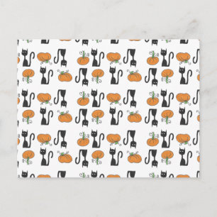 Postal Gatos e cartão das abóboras