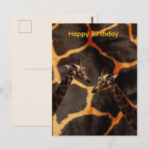 Postal Girafas em Fundo de Girafa, Cartão de Aniversário