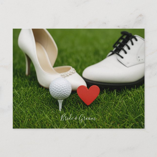 Postal Golf Weding Cartão de Golfe com bola de golfe com  (Frente)