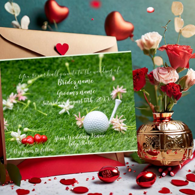 Postal Golf Weding Convocando bola de golfe com cartão co (Criador carregado)