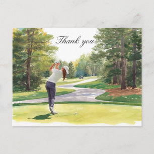 Postal Golfista em curso de golfe cartão de agradecimento