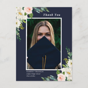 Postal Graduação Floral de Jardim Foto de Obrigado Cartão
